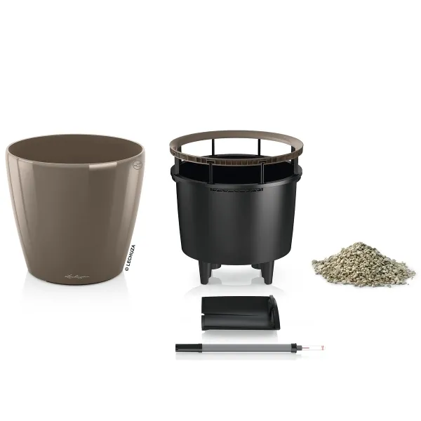 LECHUZA® Pflanzgefäße CLASSICO Premium LS 28 Taupe hochglänzend All-in-One