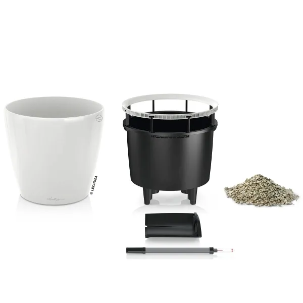 LECHUZA® Pflanzgefäße CLASSICO Premium LS 28 Weiß hochglänzend All-in-One