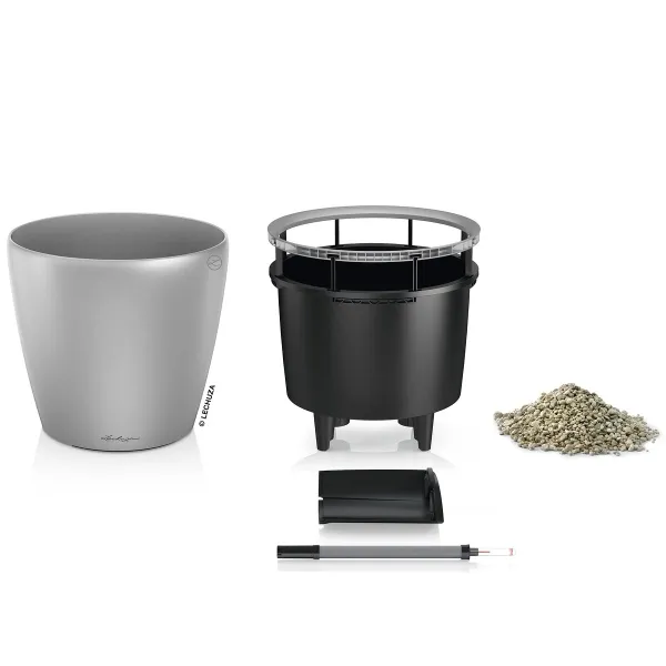 LECHUZA® Pflanzgefäße CLASSICO Premium LS 43 Silber metallic All-in-One