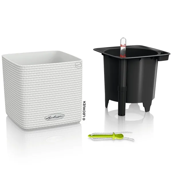 LECHUZA® Pflanzgefäße CUBE Color 14 Weiß mit Dochtsystem