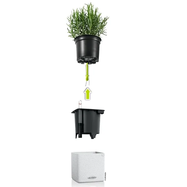 LECHUZA® Pflanzgefäße CUBE Color 14 Weiß mit Dochtsystem