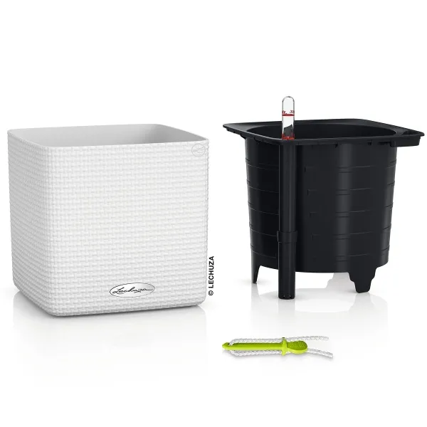LECHUZA® Pflanzgefäße CUBE Color 16 Weiß mit Dochtsystem