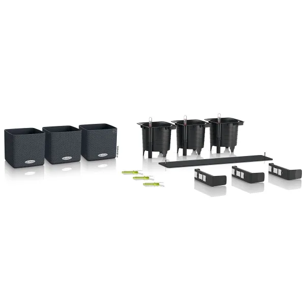 LECHUZA® Pflanzgefäße CUBE Color Green Wall Home Kit Schiefergrau seidenmatt