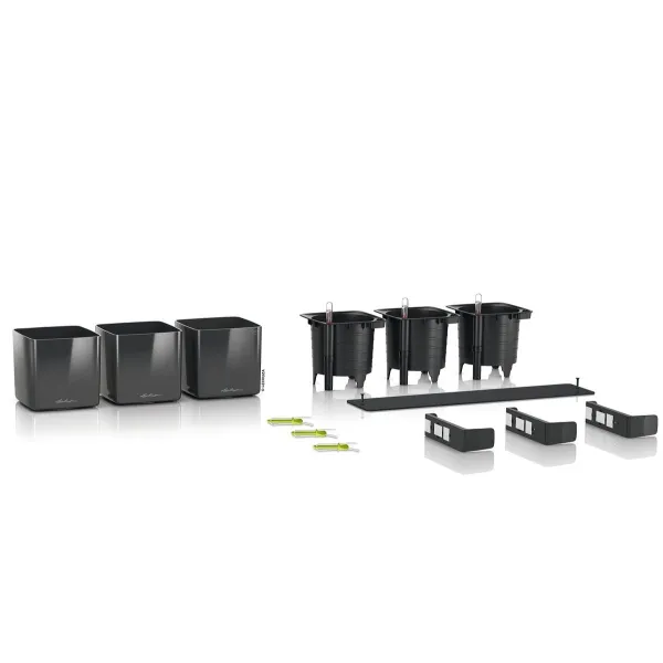 LECHUZA® Pflanzgefäße CUBE Glossy Green Wall Home Kit Anthrazit hochglänzend