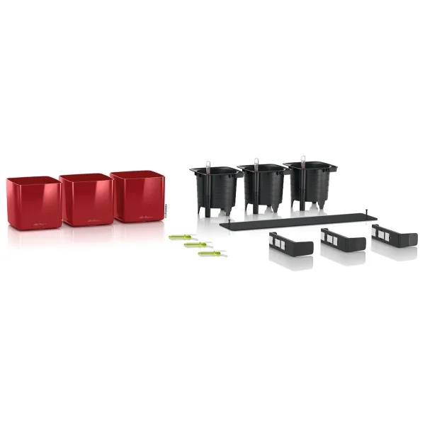 LECHUZA® Pflanzgefäße CUBE Glossy Green Wall Home Kit Scarlet rot hochglänzend