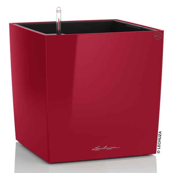 LECHUZA® Pflanzgefäße CUBE Premium 30 Scarlet rot hochglänzend All-in-One