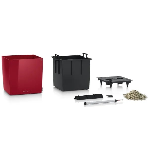 LECHUZA® Pflanzgefäße CUBE Premium 40 Scarlet rot hochglänzend All-in-One