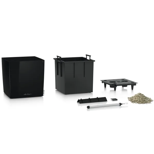 LECHUZA® Pflanzgefäße CUBE Premium 40 Schwarz hochglänzend All-in-One