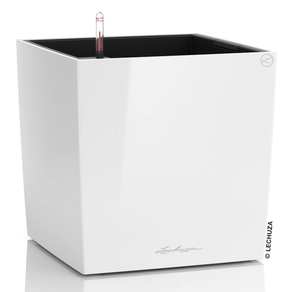 LECHUZA® Pflanzgefäße CUBE Premium 40 Weiß hochglänzend All-in-One