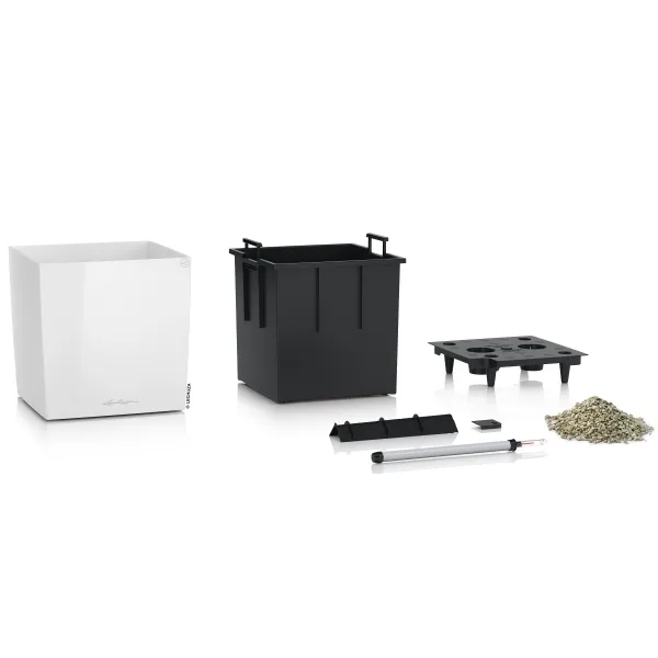 LECHUZA® Pflanzgefäße CUBE Premium 40 Weiß hochglänzend All-in-One