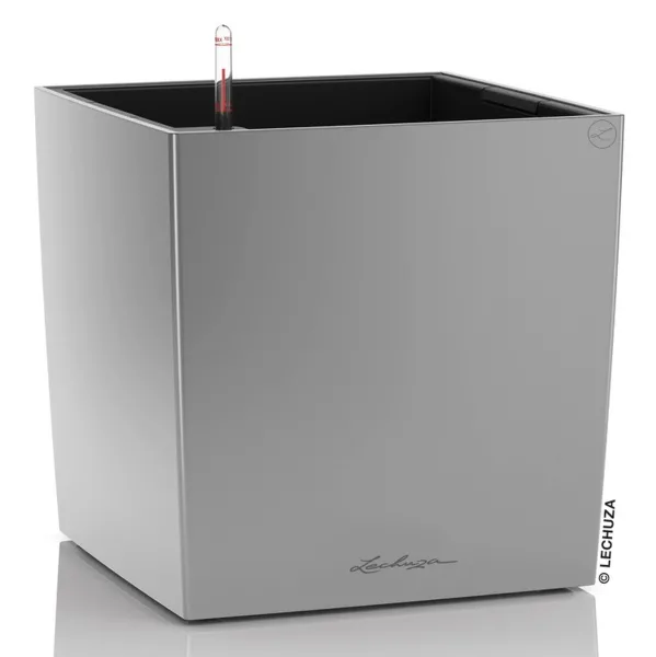LECHUZA® Pflanzgefäße CUBE Premium 50 Silber metallic All-in-One LECHUZA® Pflanzgefäße CUBE Premium 50 Silber metallic All-in-One
