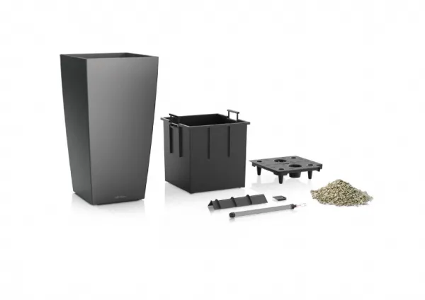 LECHUZA® Pflanzgefäße CUBICO 30 Anthrazit metallic All-in-One