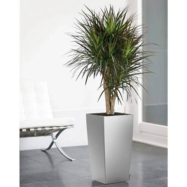 LECHUZA® Pflanzgefäße CUBICO 30 Silber metallic All-in-One