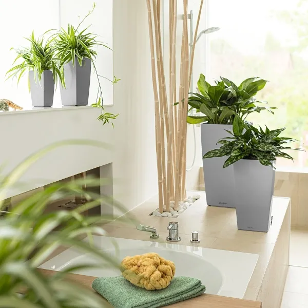 LECHUZA® Pflanzgefäße CUBICO 30 Silber metallic All-in-One