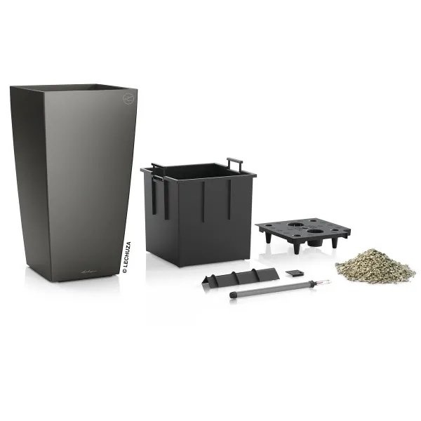 LECHUZA® Pflanzgefäße CUBICO 40 Anthrazit metallic All-in-One