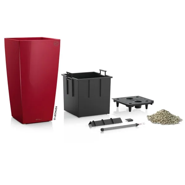 LECHUZA® Pflanzgefäße CUBICO 40 Scarlet rot hochglänzend All-in-One
