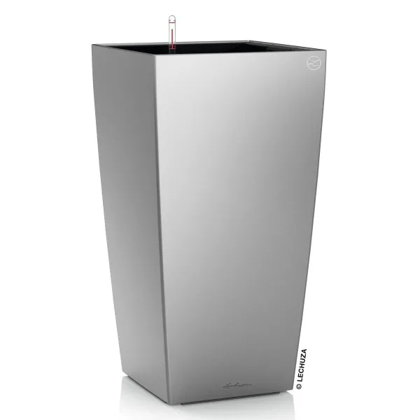 LECHUZA® Pflanzgefäße CUBICO 40 Silber metallic All-in-One