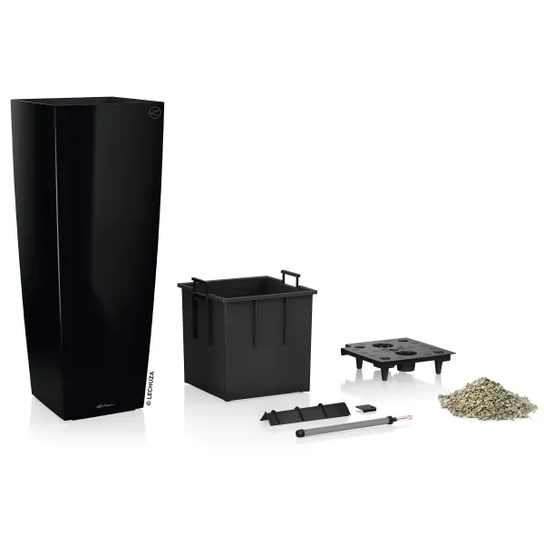 LECHUZA® Pflanzgefäße CUBICO ALTO Premium 40 Schwarz hochglanz All-in-One