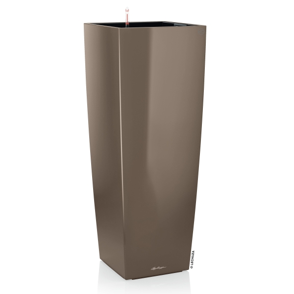 LECHUZA® Pflanzgefäße CUBICO ALTO Premium 40 Taupe hochglanz All-in-One