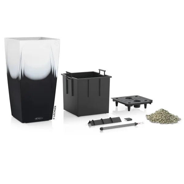 LECHUZA® Pflanzgefäße CUBICO Color 30 Cambio Black & White seidenmatt All-in-One