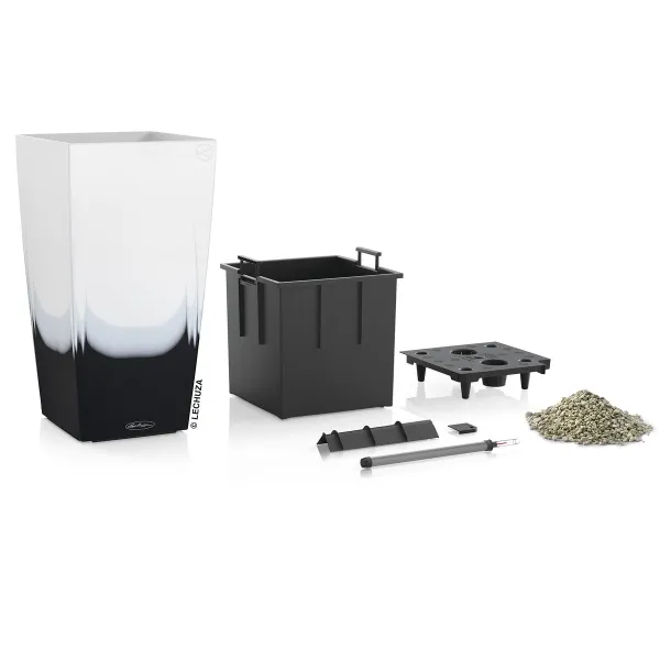 LECHUZA® Pflanzgefäße CUBICO Color 30 Cambio Black & White seidenmatt All-in-One