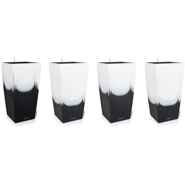 LECHUZA® Pflanzgefäße CUBICO Color 30 Cambio Black & White seidenmatt All-in-One x 4