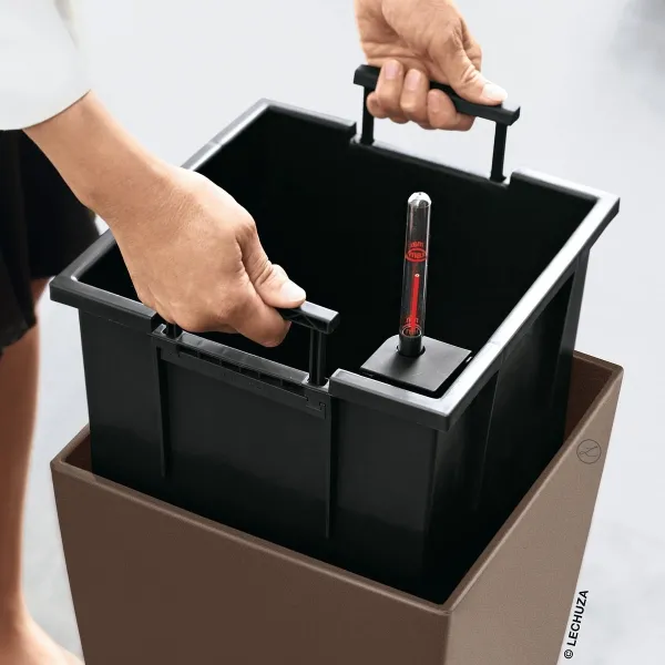 LECHUZA® Pflanzgefäße CUBICO Color 30 Muskat braun seidenmatt All-in-One