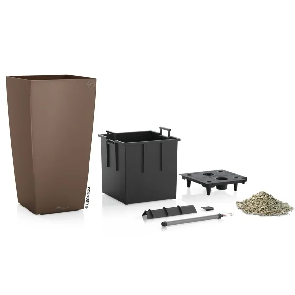LECHUZA® Pflanzgefäße CUBICO Color 40 Muskat braun seidenmatt All-in-One