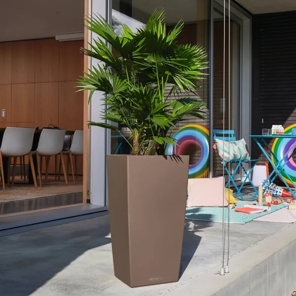 LECHUZA® Pflanzgefäße CUBICO Color 40 Muskat braun seidenmatt All-in-One
