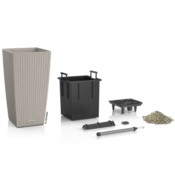 LECHUZA® Pflanzgefäße CUBICO Cottage 30 Sandbraun All-in-One