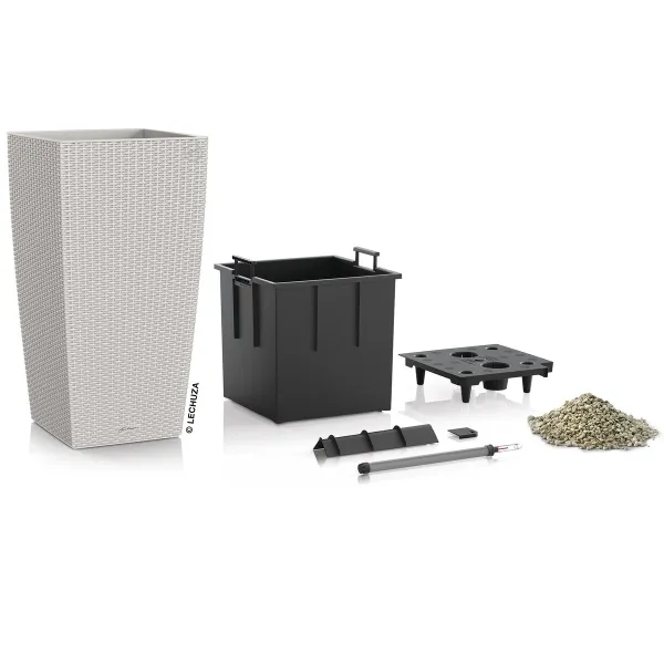LECHUZA® Pflanzgefäße CUBICO Cottage 40 Lichtgrau All-in-One