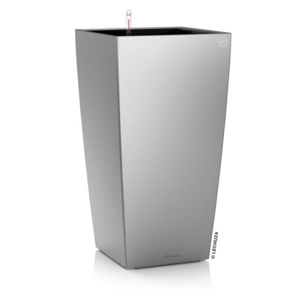 LECHUZA® Pflanzgefäße CUBICO Premium 50 Silber metallic All-in-One