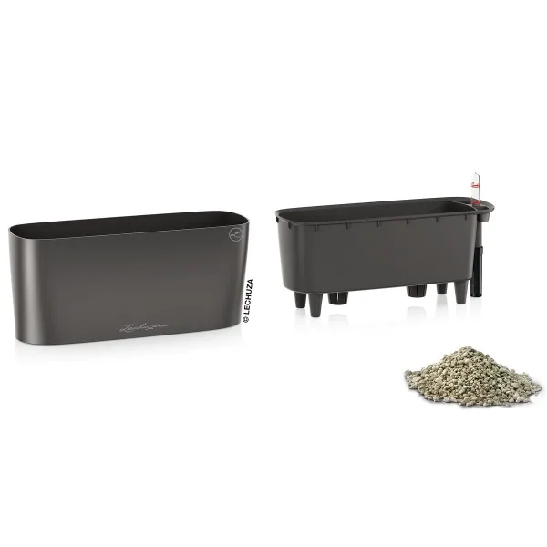 LECHUZA® Pflanzgefäße DELTA 10 Anthrazit metallic All-in-One