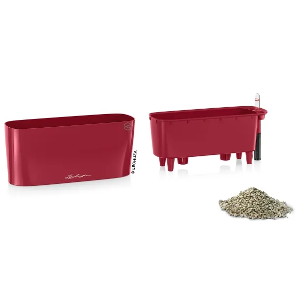 LECHUZA® Pflanzgefäße DELTA 10 Scarlet rot hochglänzend All-in-One