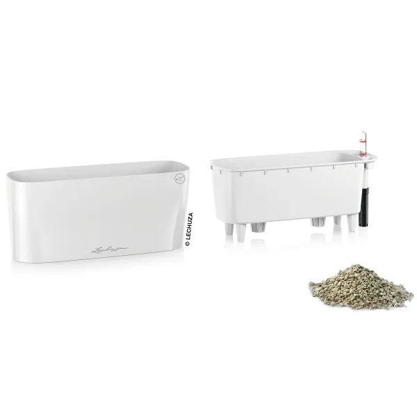 LECHUZA® Pflanzgefäße DELTA 10 Weiß hochglänzend All-in-One