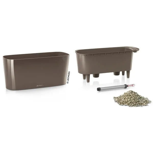 LECHUZA® Pflanzgefäße DELTA 20 Taupe hochglänzend All-in-One