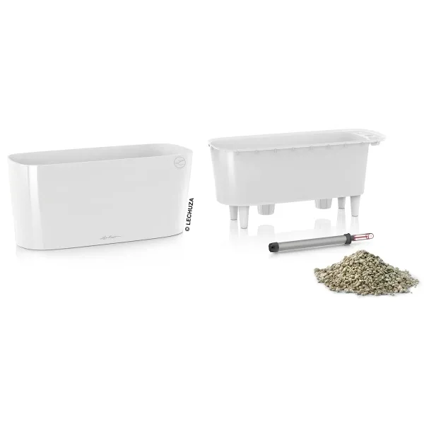 LECHUZA® Pflanzgefäße DELTA 20 Weiß hochglänzend All-in-One