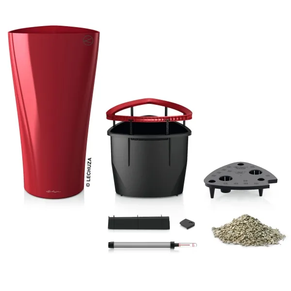 LECHUZA® Pflanzgefäße DELTA Premium 40 Scarlet Rot hochglanz All-in-One