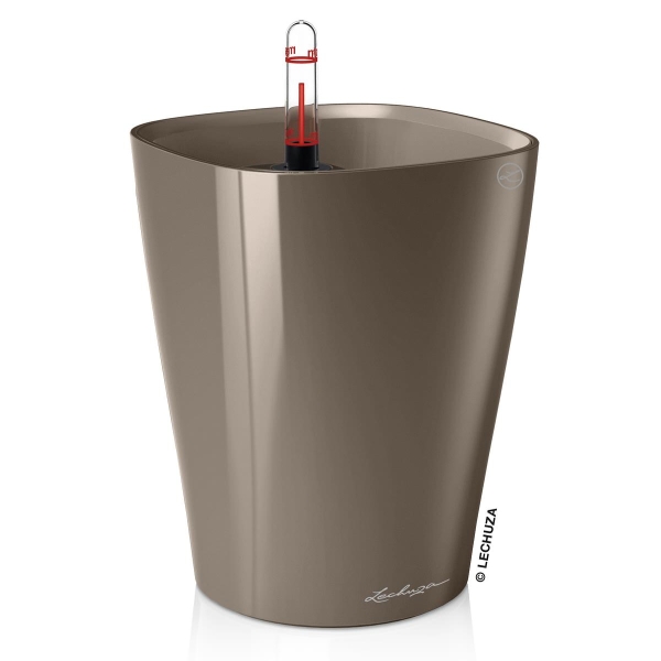 LECHUZA® Pflanzgefäße DELTINI Taupe hochglänzend All-in-One