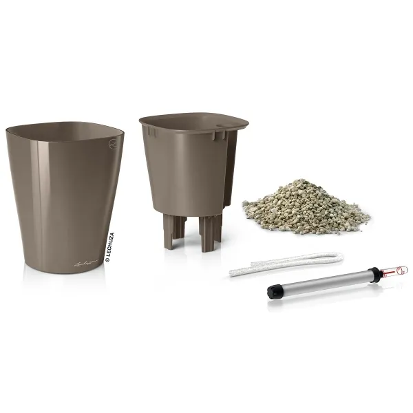 LECHUZA® Pflanzgefäße DELTINI Taupe hochglänzend All-in-One
