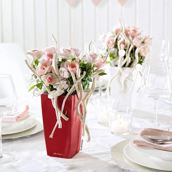 LECHUZA® Pflanzgefäße MINI-CUBI Scarlet rot hochglänzend All-in-One