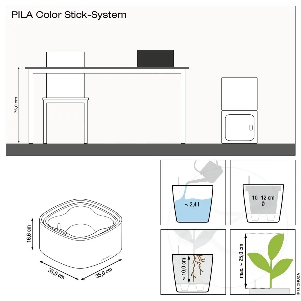 LECHUZA® Pflanzgefäße PILA Color Stick 35 Lichtgrau