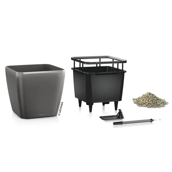 LECHUZA® Pflanzgefäße QUADRO LS 21 Anthrazit metallic All-in-One