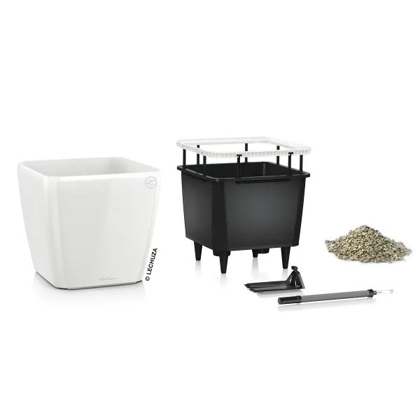 LECHUZA® Pflanzgefäße QUADRO LS 21 Weiß hochglänzend All-in-One