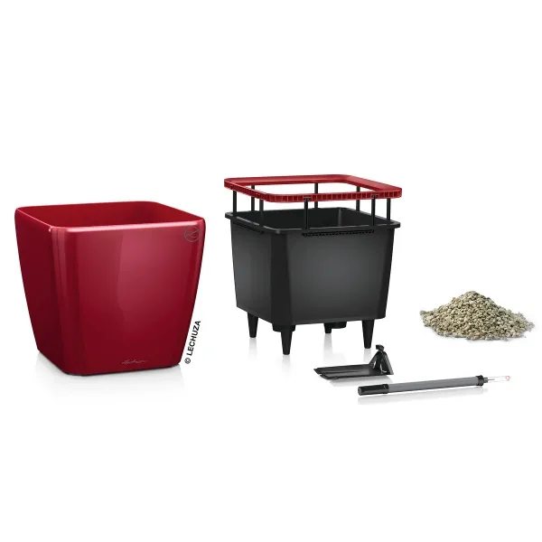 LECHUZA® Pflanzgefäße QUADRO LS 35 Scarlet rot hochglänzend All-in-One