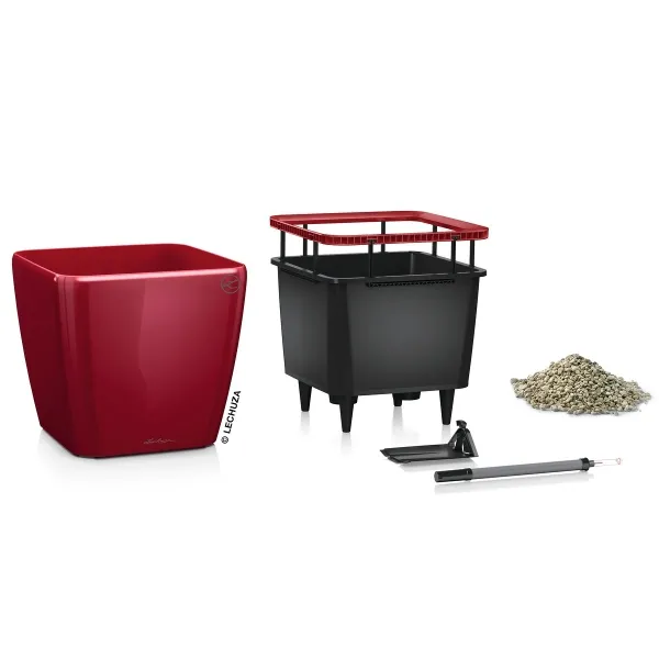 LECHUZA® Pflanzgefäße QUADRO LS 50 Scarlet rot hochglänzend All-in-One