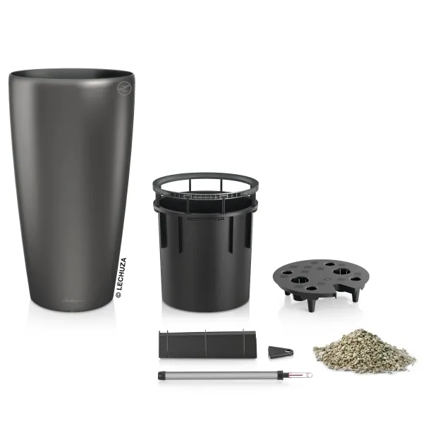 LECHUZA® Pflanzgefäße RONDO Premium 32 Anthrazit metallic All-in-One