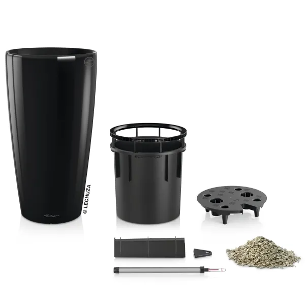 LECHUZA® Pflanzgefäße RONDO Premium 32 Schwarz hochglanz All-in-One