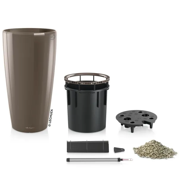 LECHUZA® Pflanzgefäße RONDO Premium 32 Taupe hochglanz All-in-One