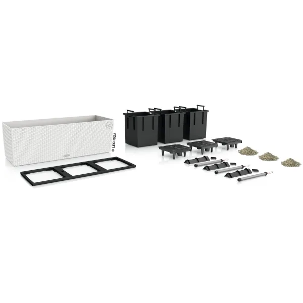 LECHUZA® Pflanzkasten TRIO Cottage 40 Weiß mit 3 Einsätzen All-in-One